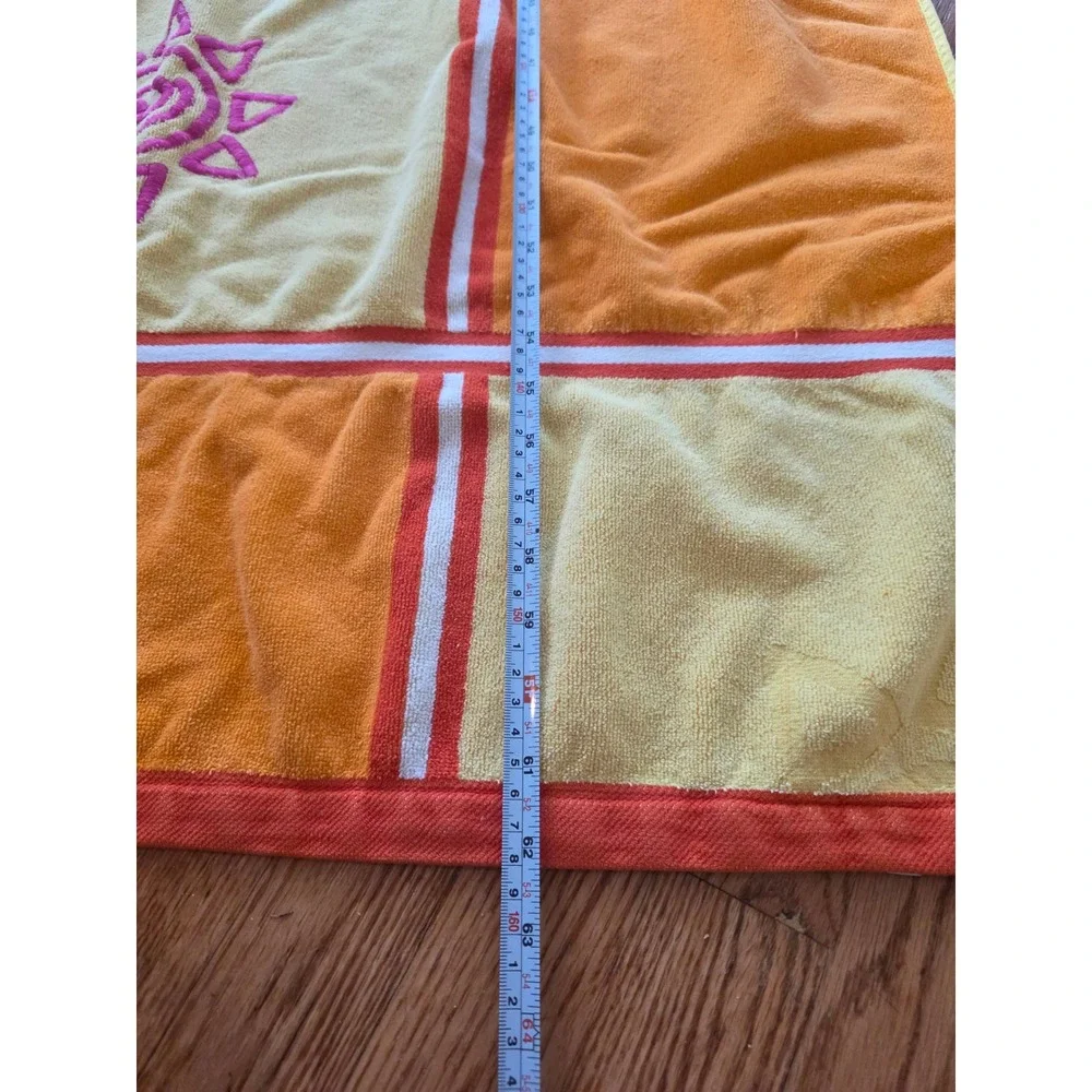 Beyond Vintage Y2K Beach Towel Orange Yellow Sun Boho 100% Cotton 63x32 Egyptian